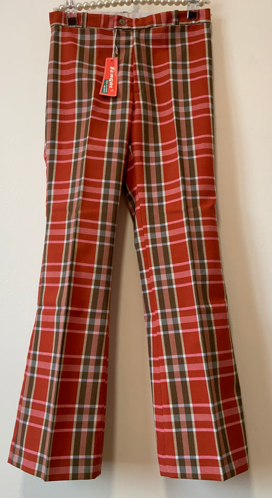 Superbe Pantalon Flare a carreaux Tergal Neuf Vintage 1970