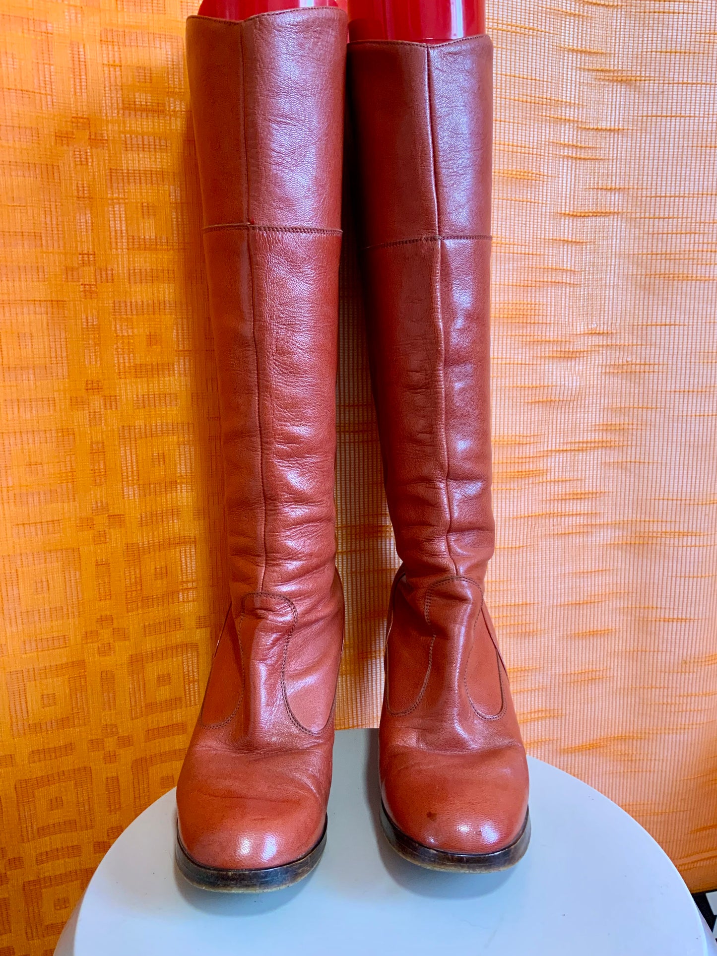 Bottes Cuir Marron Vintage 1970