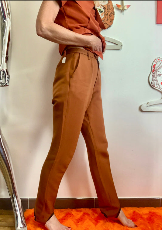Pantalon Fuseau Marron Brique Neuf Deadstock 1970/80 Vintage Stylé