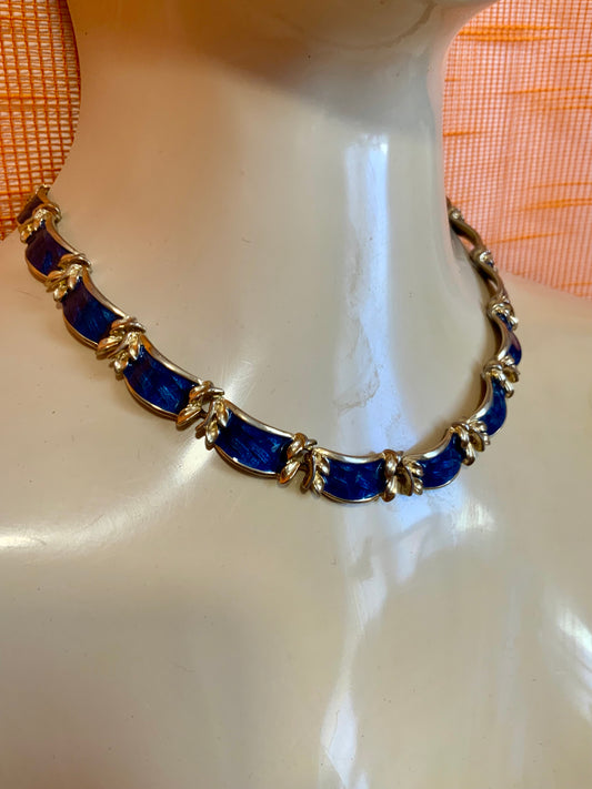 Collier Metal bleu Vintage 1990 Élégance