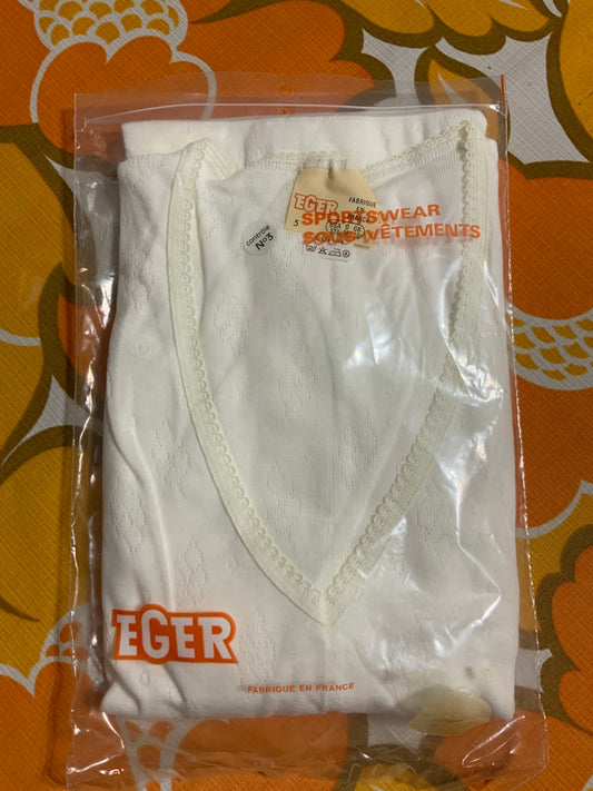 Tee shirt Blanc Coton Neuf Deadstock 1970 Made in France