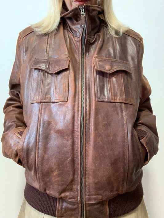 Magnifique blouson Cuir Vintage Beauté Cuir de Buffle Ventiuno Italy 1990
