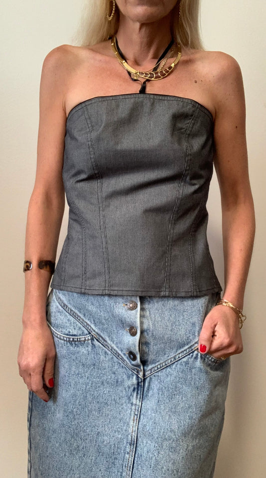 Bustier a carreaux Chattawak 1990 Vintage T38