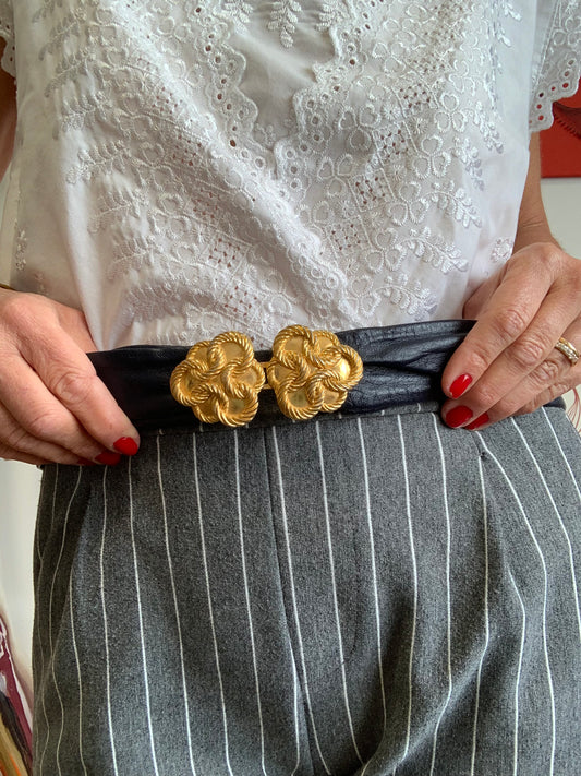 Ceinture Cuir Et boucle métal Formes Vintage 1970