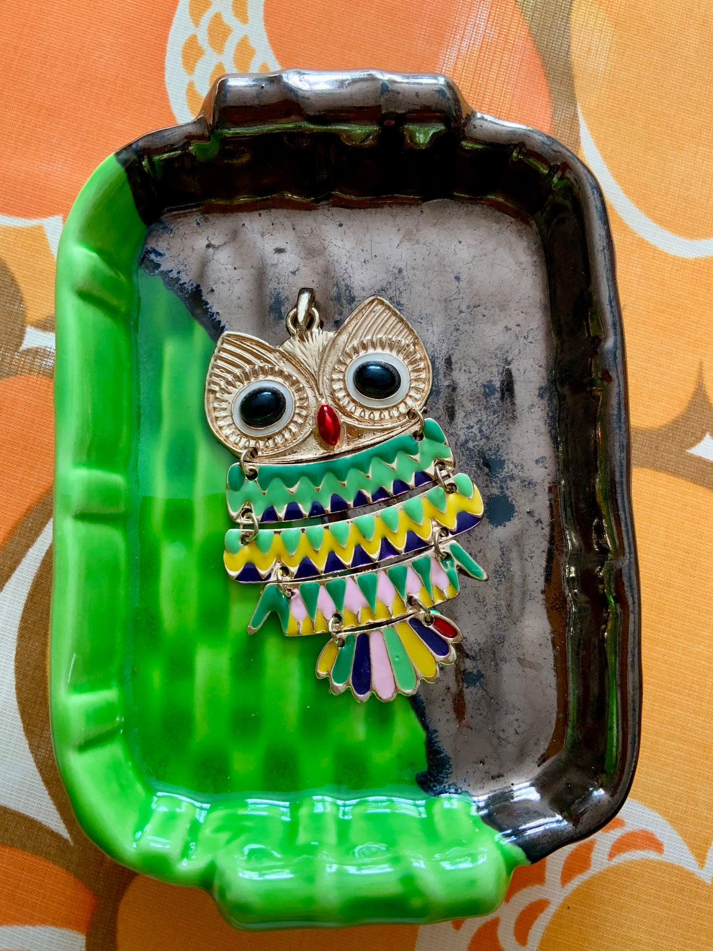 Grand pendentif Chouette colorée