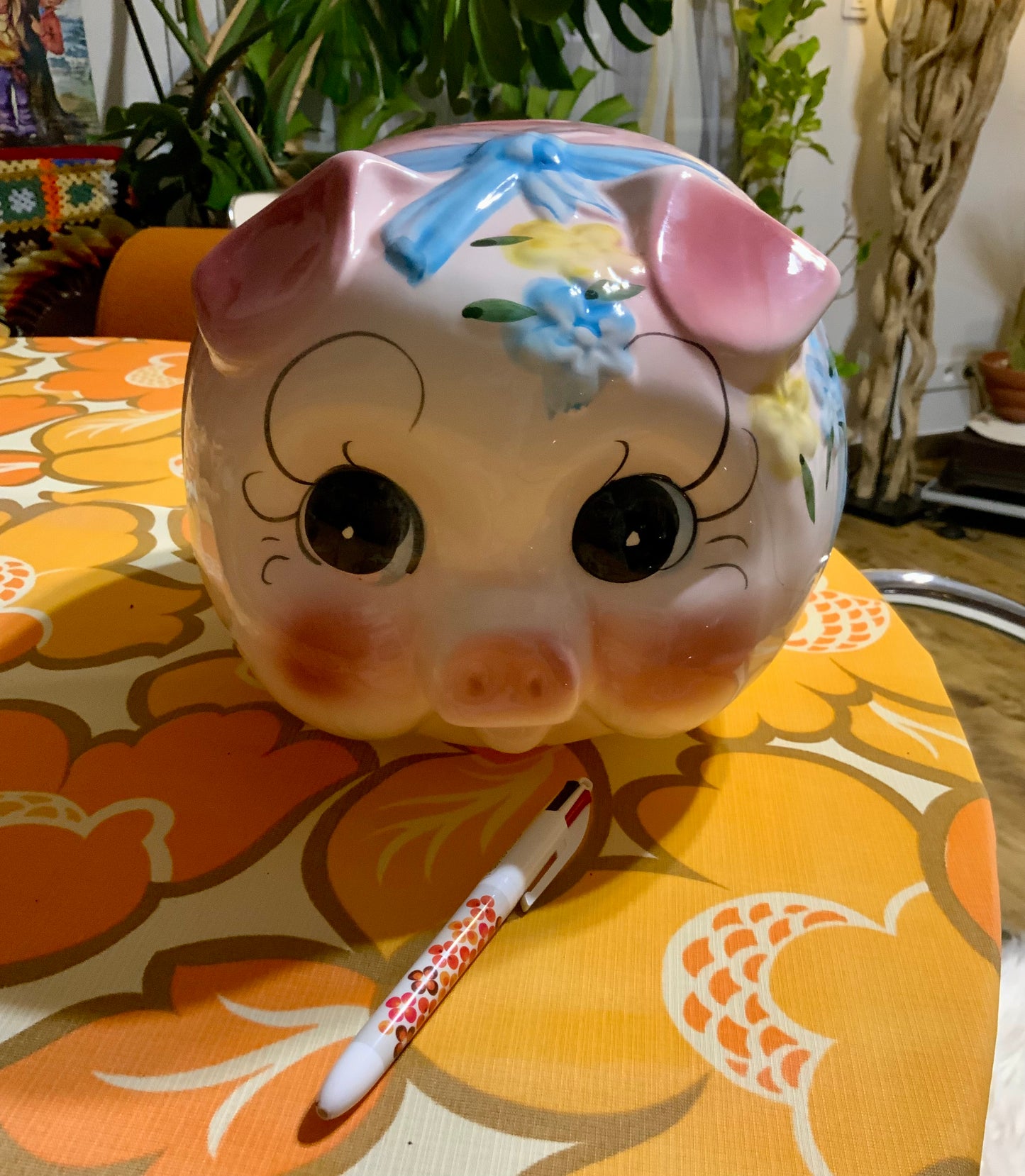 Tirelire XXL cochon 1980 Vintage