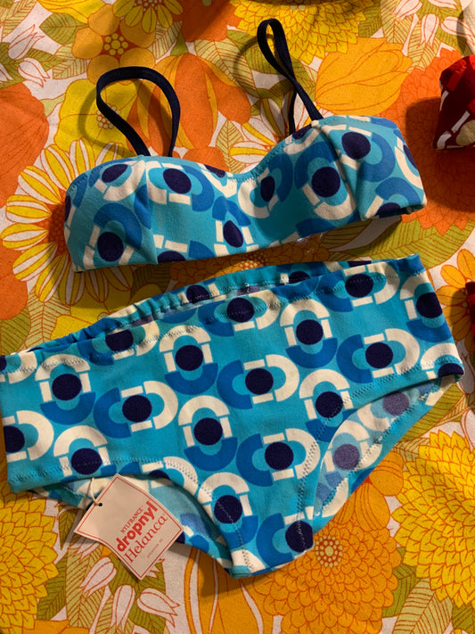 Sublime Maillot de bain 2 pieces Neuf Deadstock 1970 France Bleu