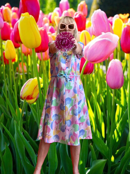 Superbe Robe à fleurs tons colores Vintage 1970 France