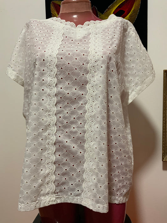 Blouse Broderies anglaises Vintage 1980