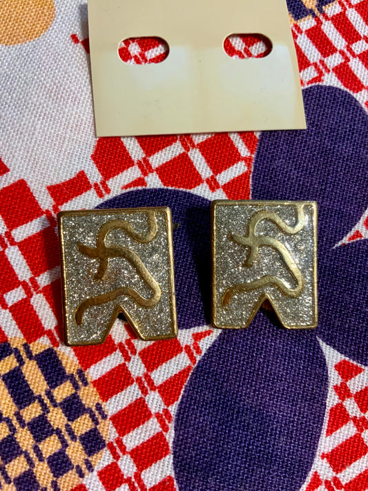 Boucles d’oreilles Métal Paillettes Vintage DeadStock 1990 Créateur